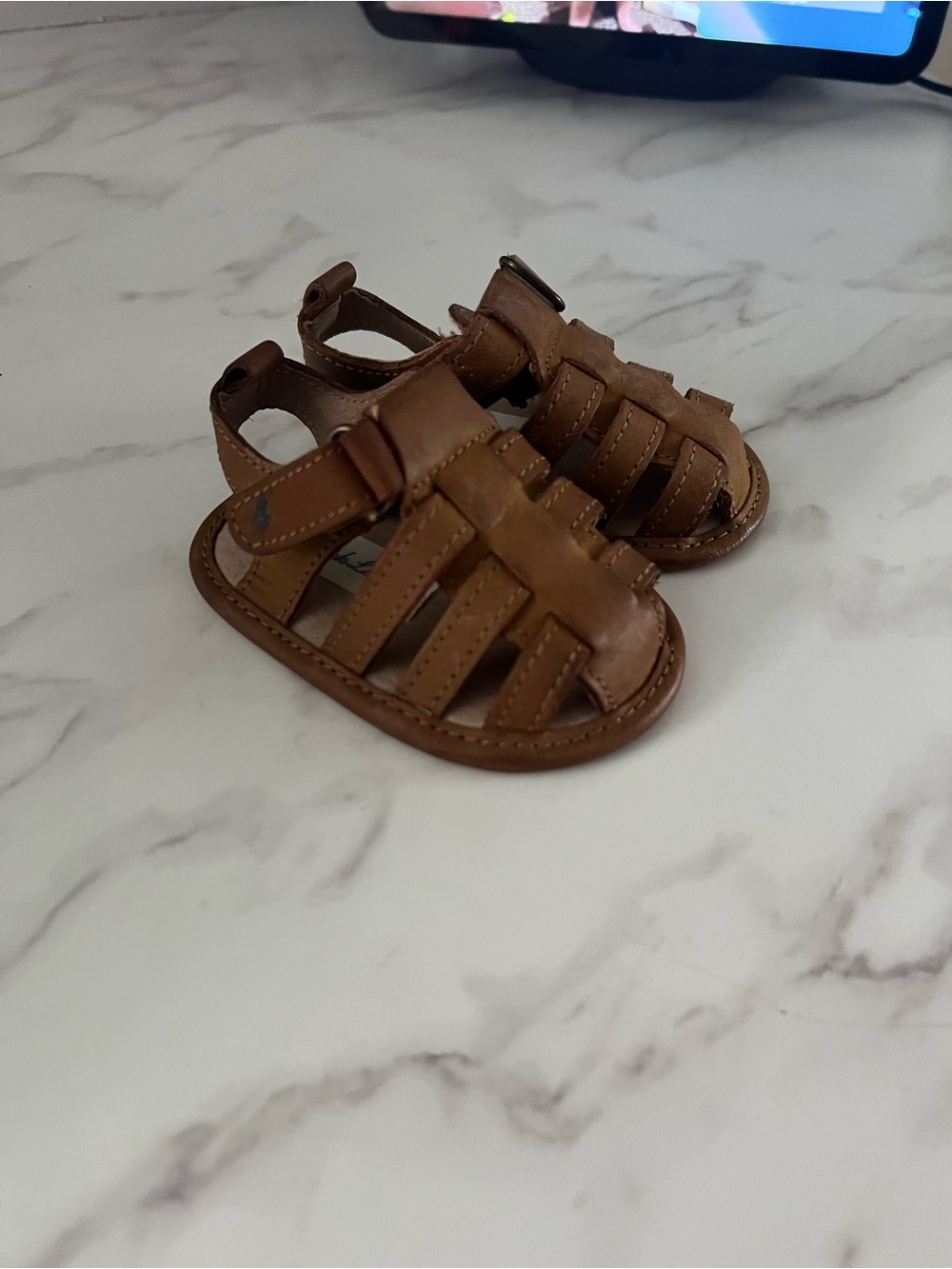 Ralph Lauren Toddler Brown Leather Fisherman Sandals